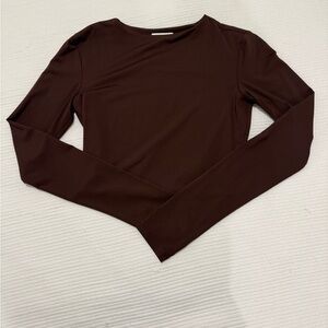 Meshki Chocolate Long Sleeve Crop Top